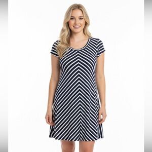 T by Talbots striped dress medium petite